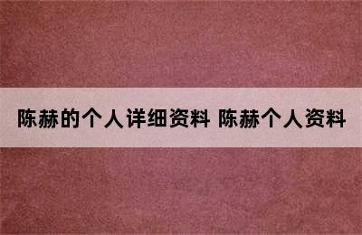 陈赫的个人详细资料 陈赫个人资料